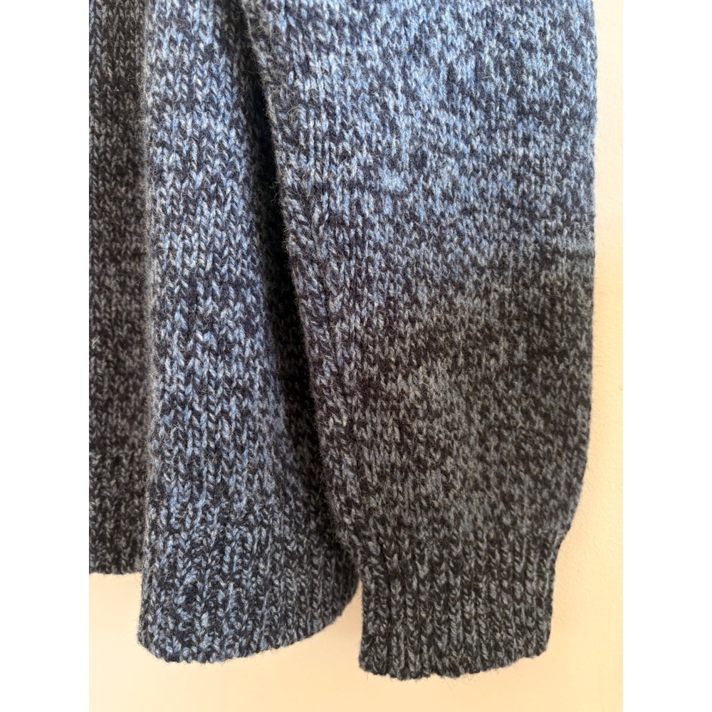 LL Bean Mens 100% Lambswool Shawl Collar Sweater Blue Marl Knit XL 285174 - Picture 6 of 7
